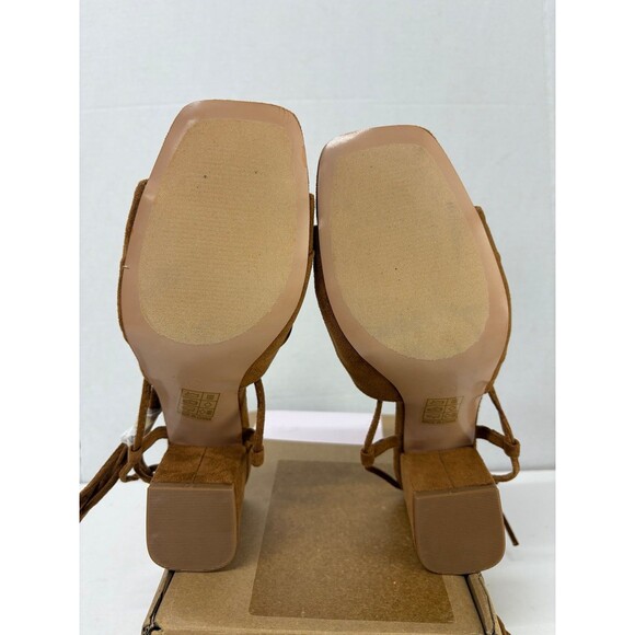 Journee Collection Women's Felisity Cognac Open Toe Mid Block Heel Pumps Sz 8M - Picture 6 of 6